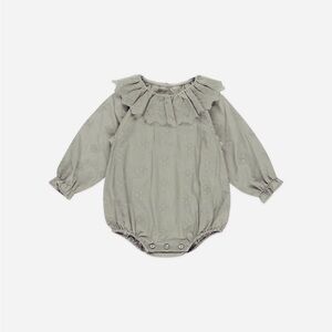 Rylee + Cru Gray Ruffled Bodysuit